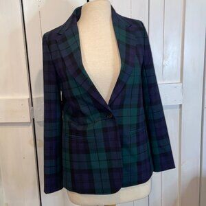 NWT J Crew Factory Watch Easy Green and Blue Plaid Blazer